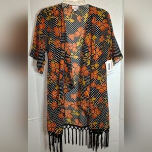 Floral Luluroe Kimono with Fringe Size Small